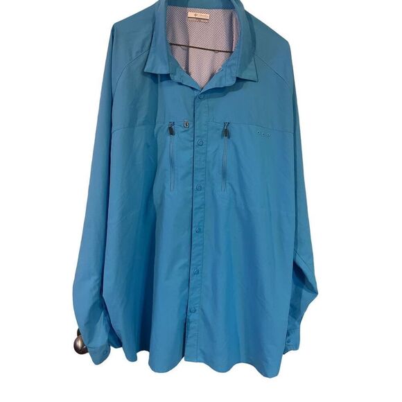 Columbia Mens Blue Full Buttons Up Collared Long Sleeve Fishing Shirt Size XXL - Picture 1 of 16